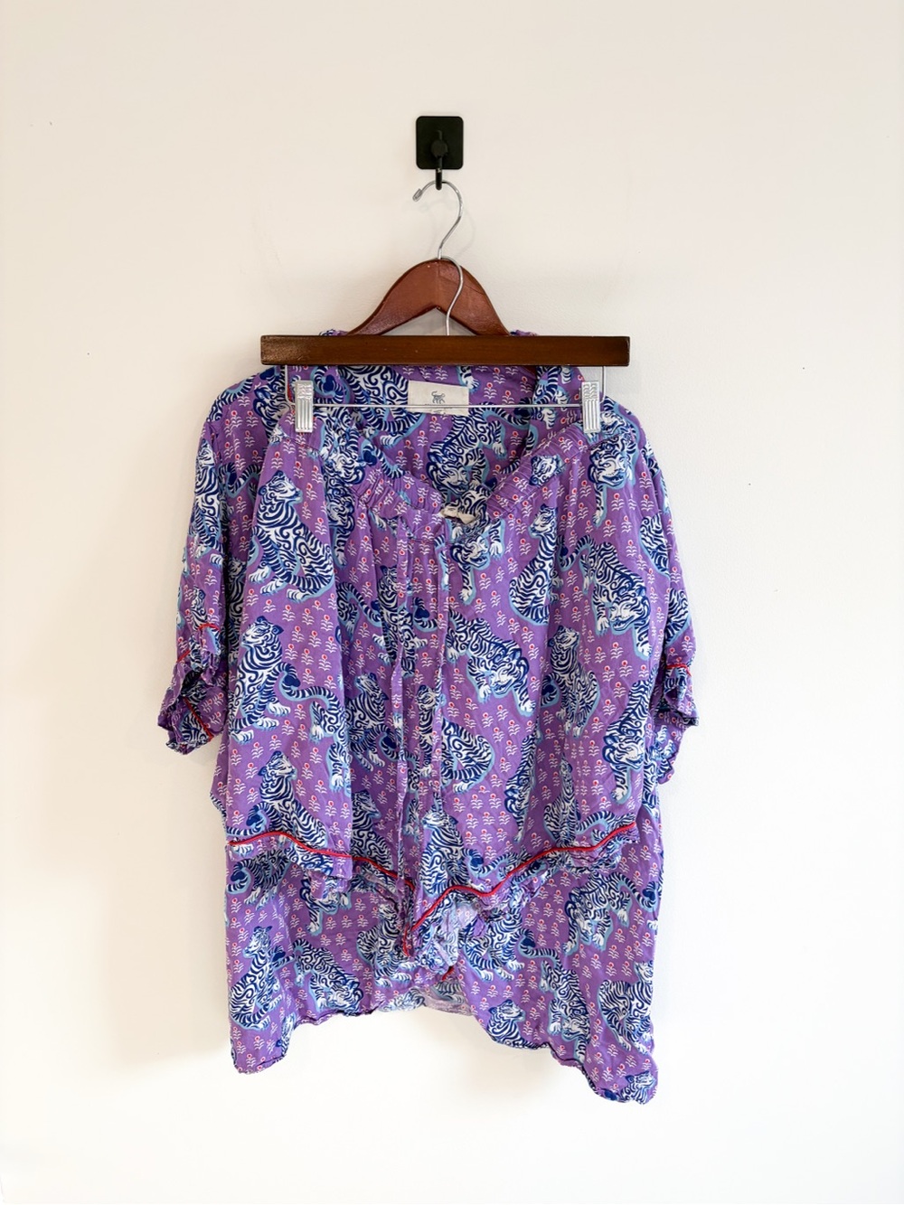 Printfresh Purple Tiger Queen Short Sleeve Pajama Set Plus Size 5X - Picture 2 of 14